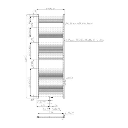 Radiator Lydia 180x60 cm wit