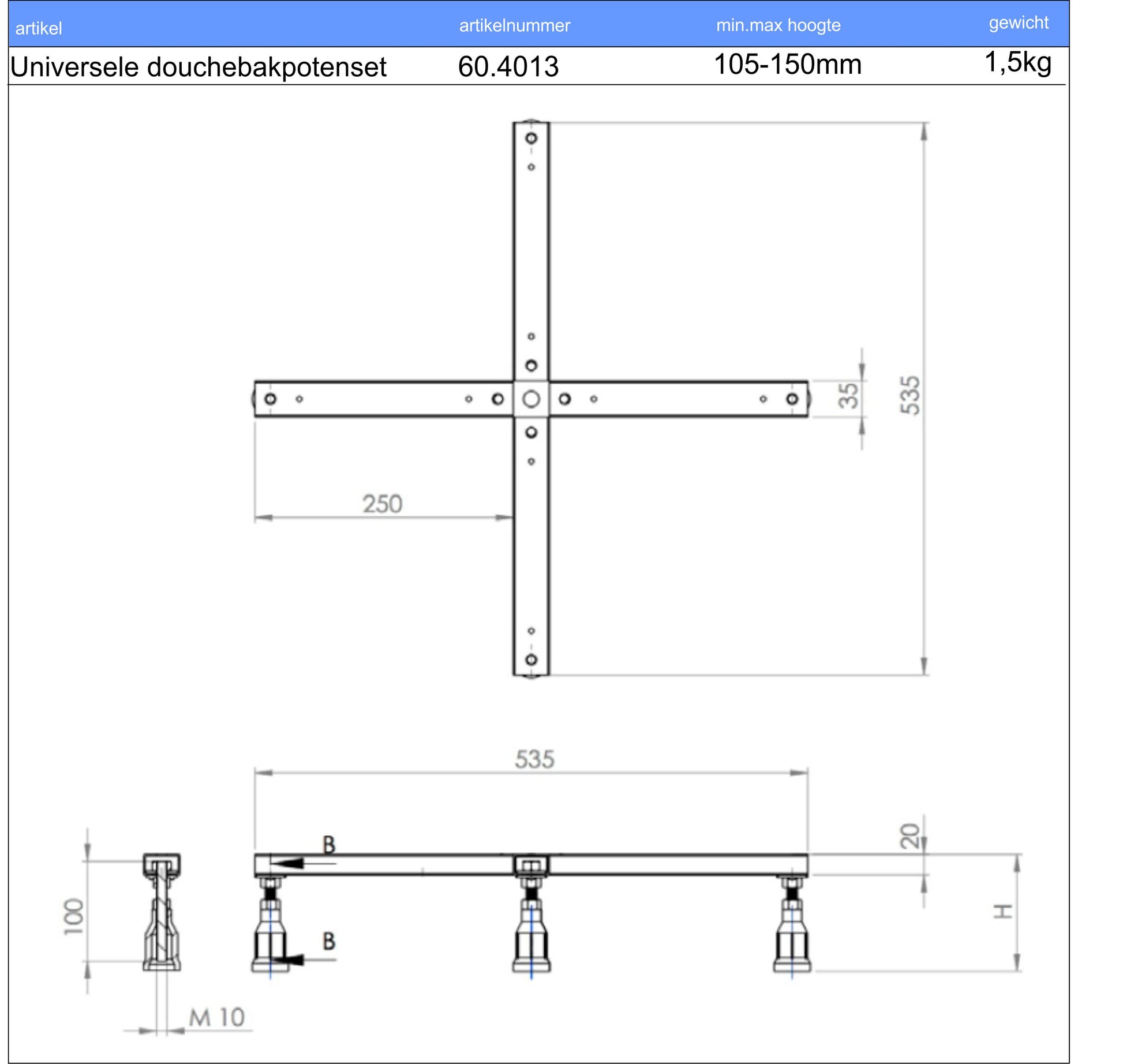 5-delige douchebak potenset 9002850111180