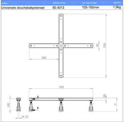 5-delige douchebak potenset 9002850111180