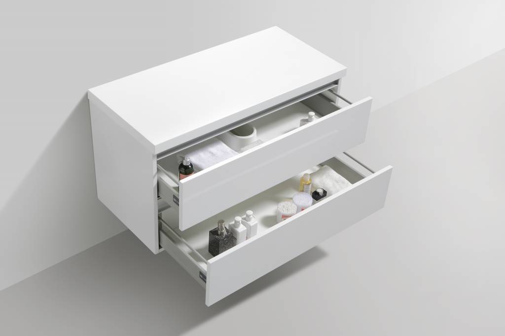 Badmeubel Trend met Flat kunstmarmer top 100 Hoogglans Wit