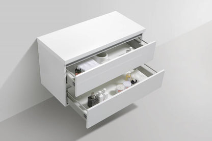 Badmeubel Trend met Flat kunstmarmer top 100 Hoogglans Wit