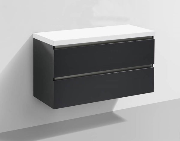 Badmeubel Trend met Flat kunstmarmer top 100 Hoogglans Antraciet