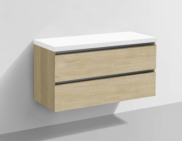 Badmeubel Trend met Flat kunstmarmer top 100 Light Wood