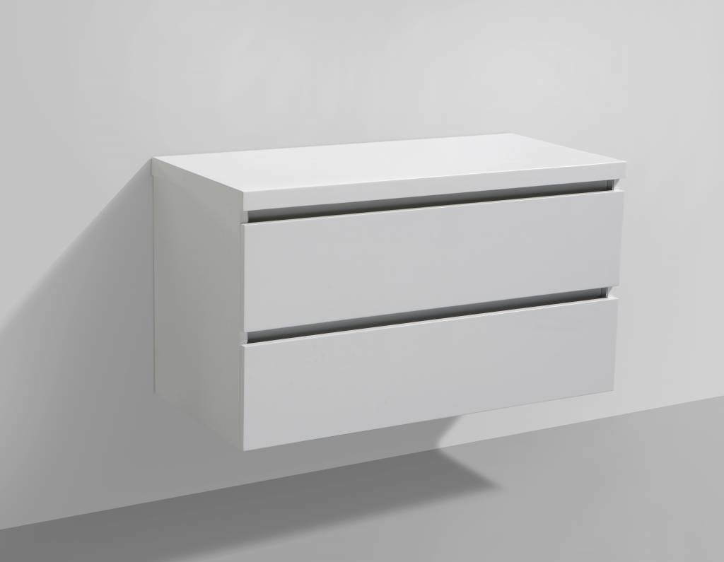 Badmeubel Trend met Flat kunstmarmer top 100 Hoogglans Wit