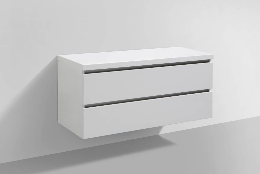 Badmeubel Trend met Flat kunstmarmer top 120 Hoogglans Wit