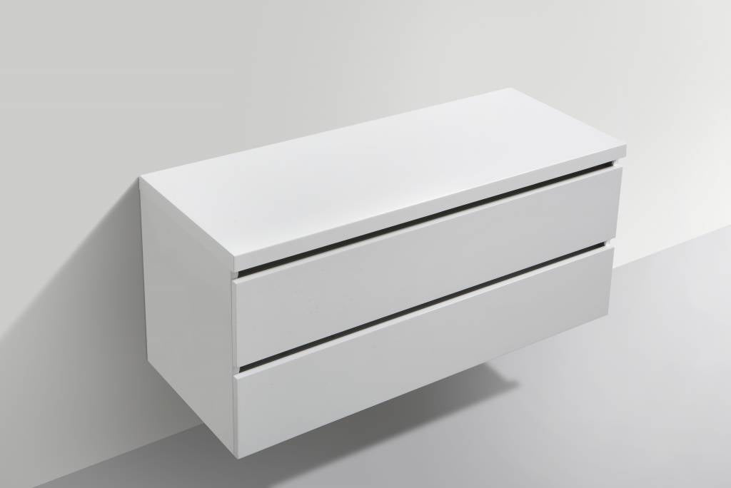 Badmeubel Trend met Flat kunstmarmer top 120 Hoogglans Wit