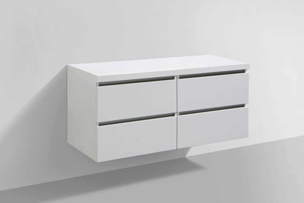 Badmeubel Trend met Flat kunstmarmer top 120 Wit met 4 lades