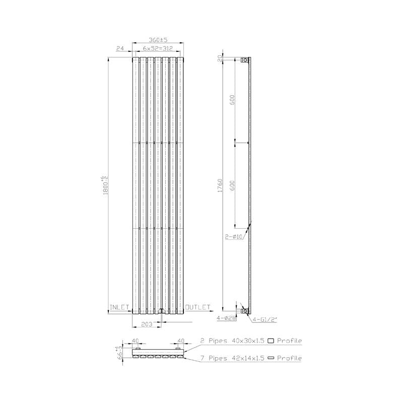 Radiator Idella 180x36 cm chroom