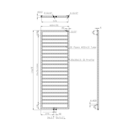 Radiator Bornova 170x60 cm antraciet
