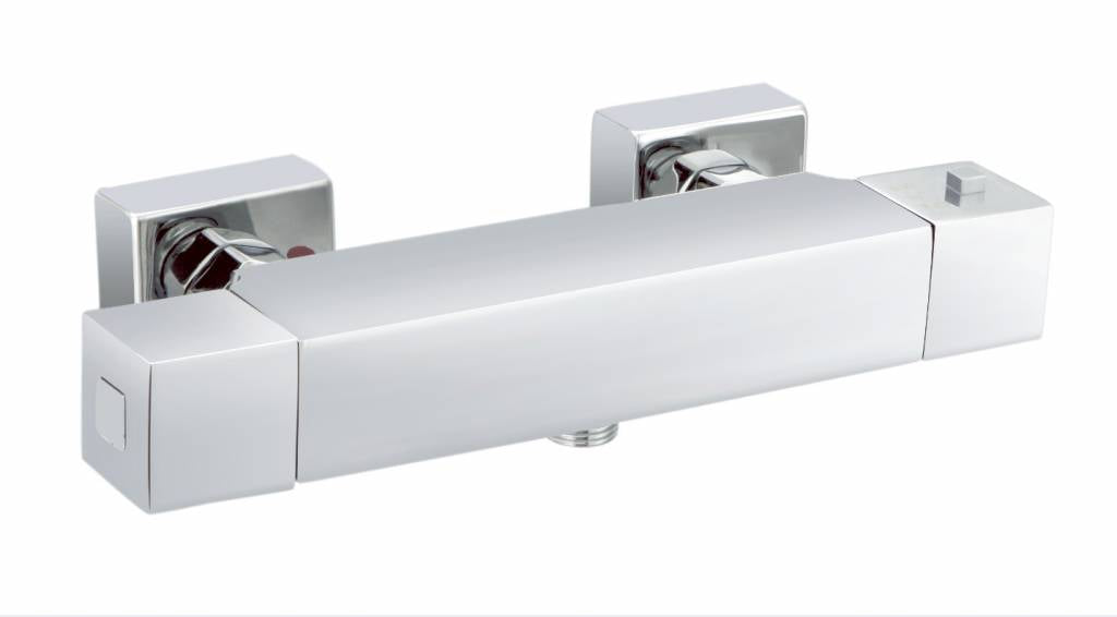 Thermostatisch douchemengkraan vierkant chroom