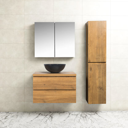 Badkamermeubel Tieme 100x50x48cm Mat eiken met Topblad