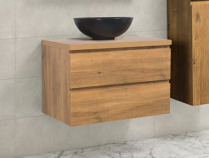 Badkamermeubel Tieme 100x50x48cm Mat eiken met Topblad