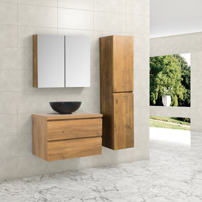 Badkamermeubel Tieme 100x50x48cm Mat eiken met Topblad