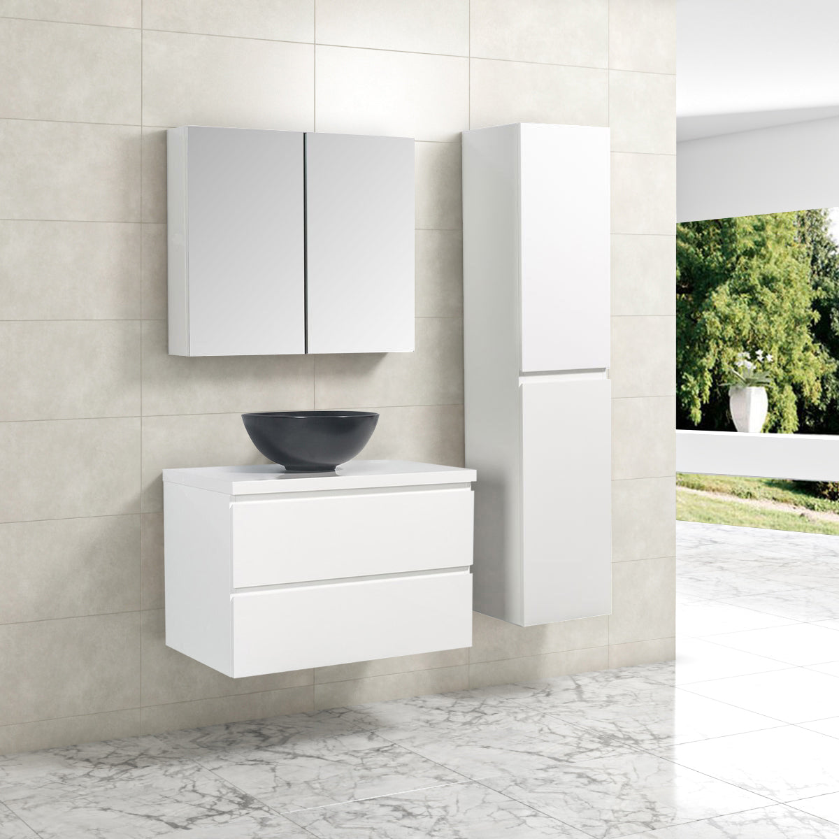 Badkamermeubel Finn 100x59x45cm Wit Glans met Topblad