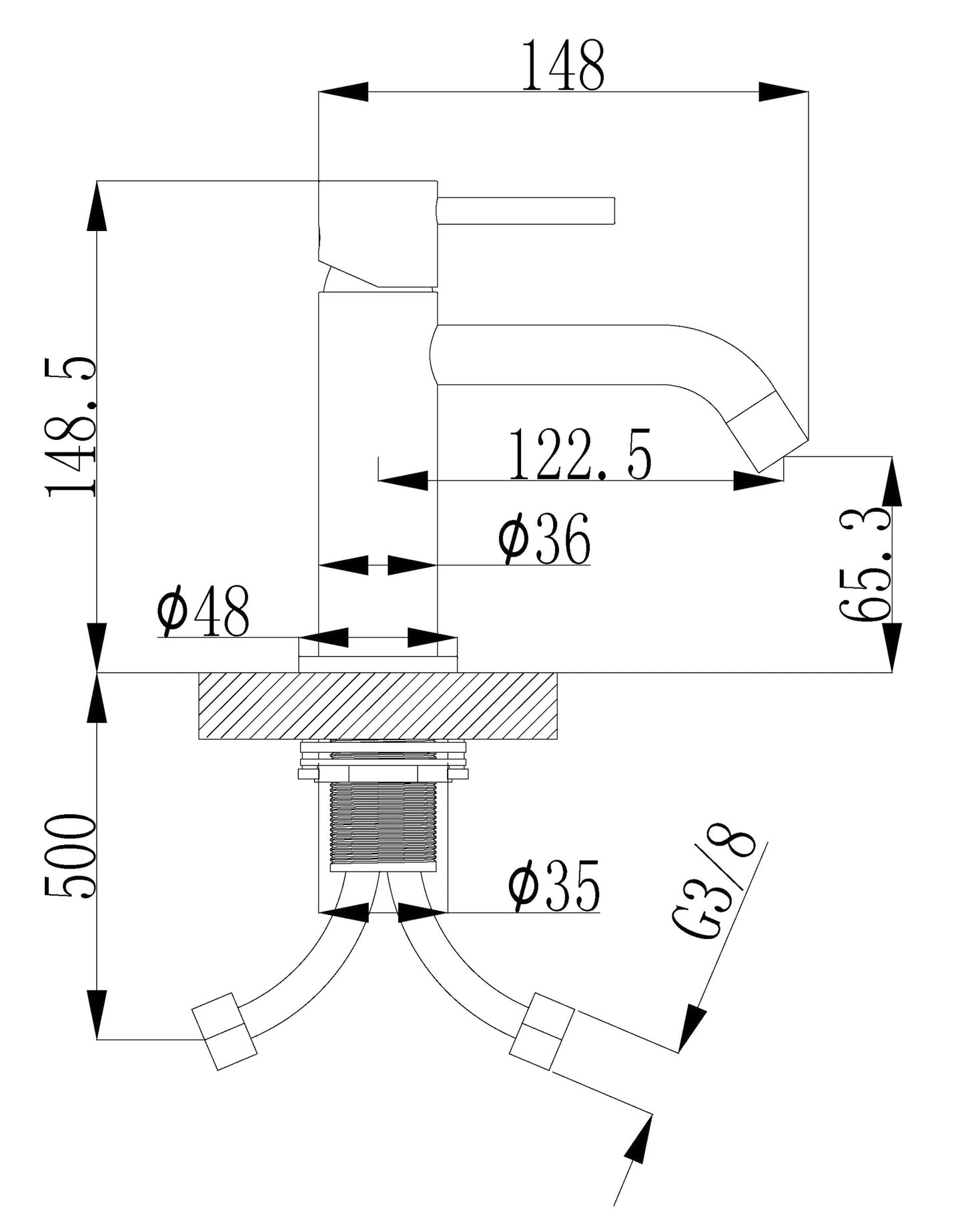 Style wastafelmengkraan geborsteld koper