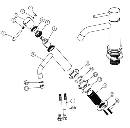 Style wastafelmengkraan geborsteld koper