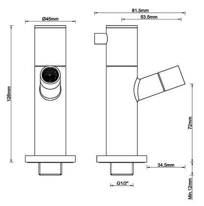 Amador fonteinkraan met muurbevestiging 1/2'' geborsteld koper