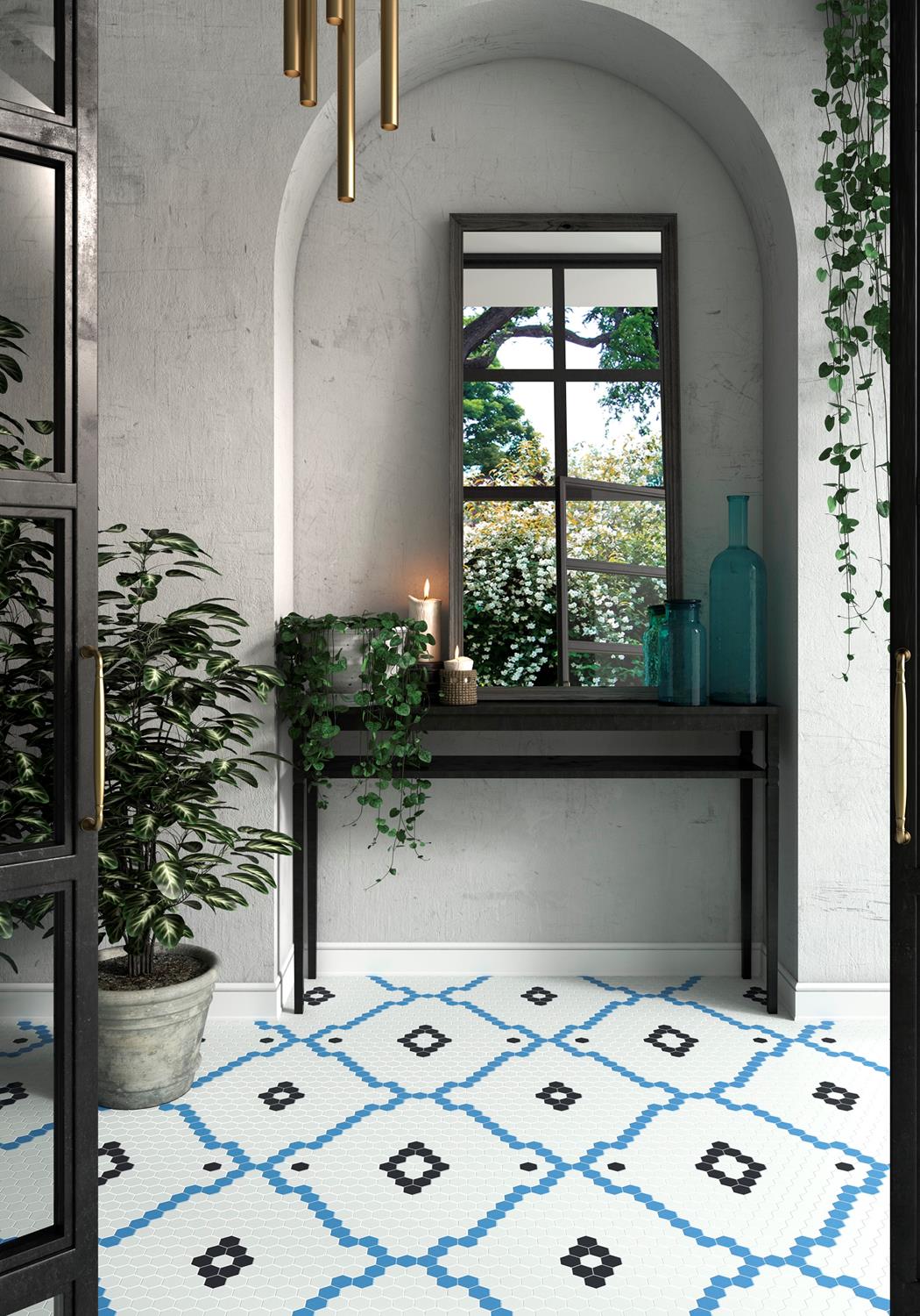 By Goof Mozaiek hexagon white 3,5x3,5cm