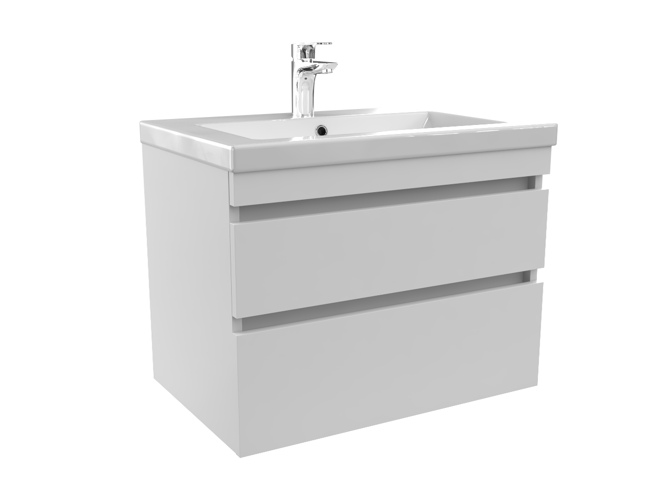 Badkamermeubel Finn 80x59x45cm Wit Glans met keramische wastafel