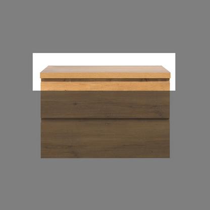 Badkamermeubel Tieme in mat eiken 80x50x48cm met topblad