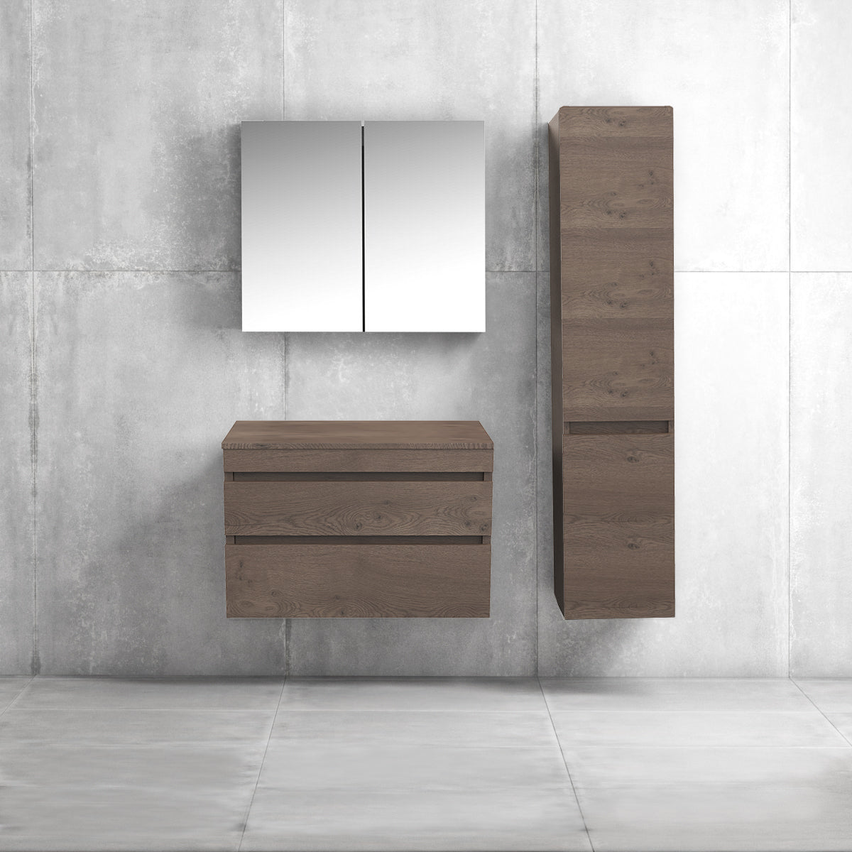 Badkamermeubel Finn 100x59x45cm Donker Eiken met Topblad