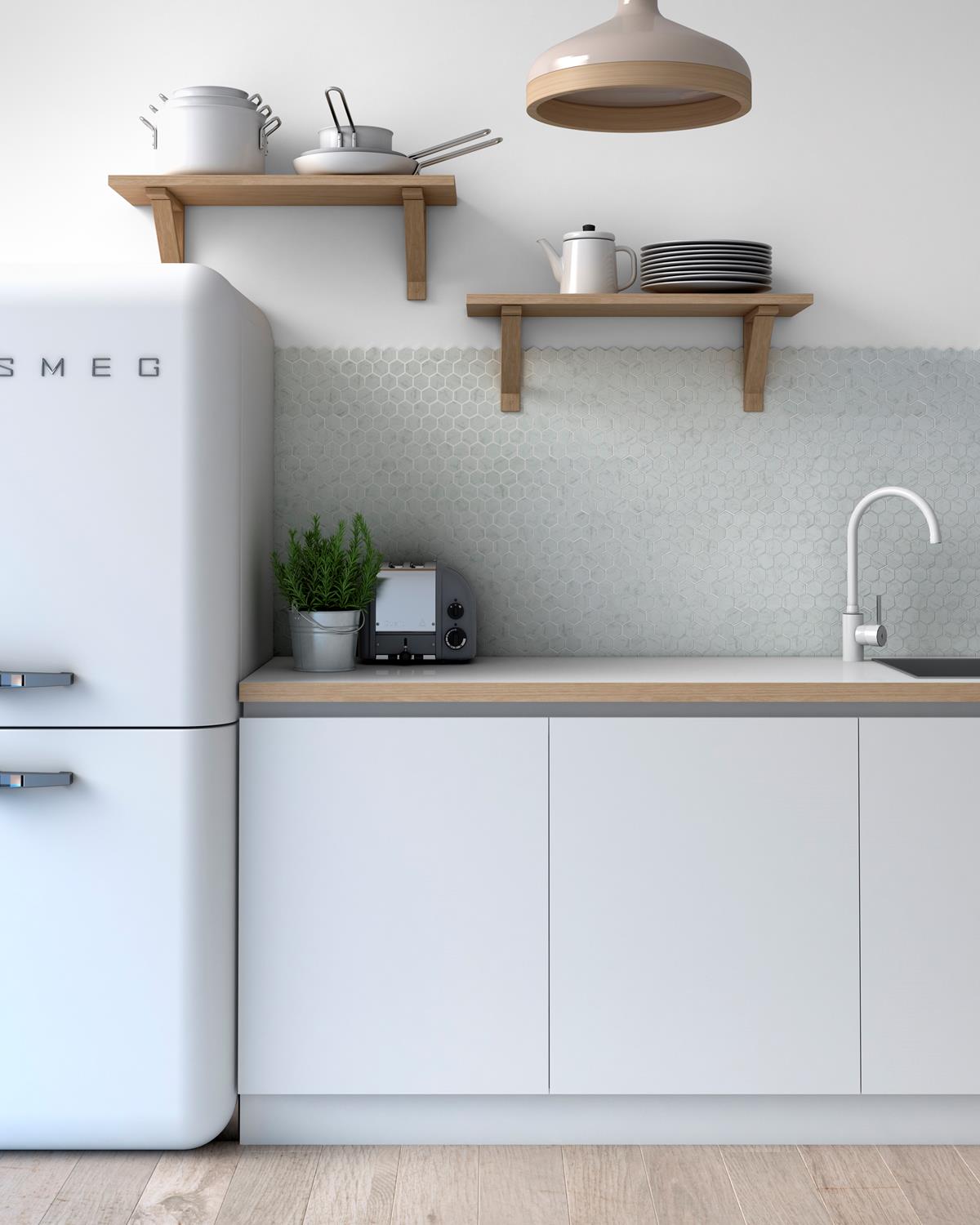 Mozaiek Tegels Hexagon statuario 3,5x3,5cm