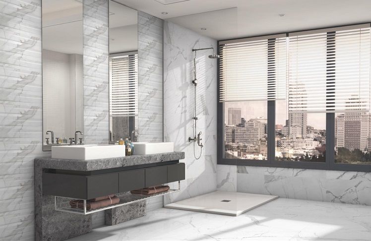 Statuario glans 75x75 rett vloertegels / wandtegels