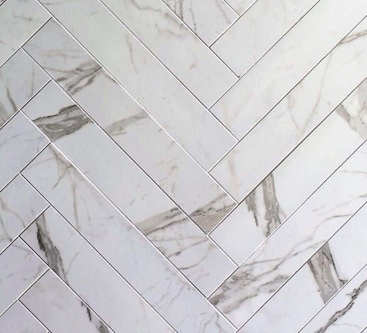 Tegelstroken Statuario mat 10x60 rett