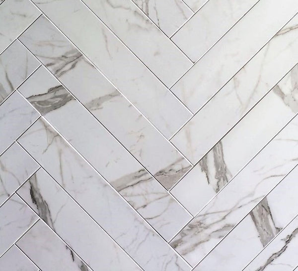 Tegelstroken Statuario mat 10x60 rett