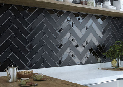 Colonial Black glans 7,5x30 wandtegels