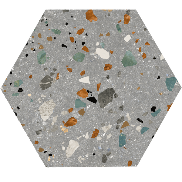 Vloertegel Gobi Grigio hexagon 20x24