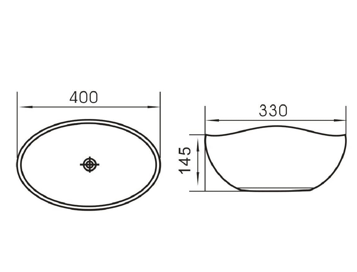 Waskom Opbouw Lorens Ovaal 40x33x14.5cm Mat Zwart