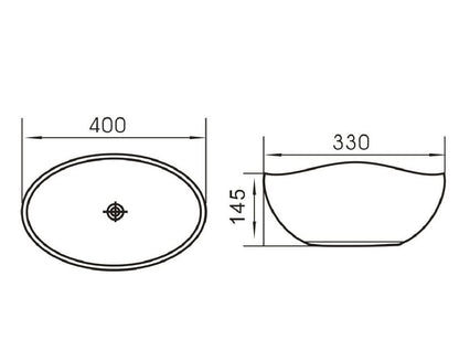 Waskom Opbouw Lorens Ovaal 40x33x14.5cm Mat Zwart