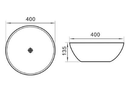 Waskom Opbouw Lorens Rond 40x40x13.5cm Mat Zwart