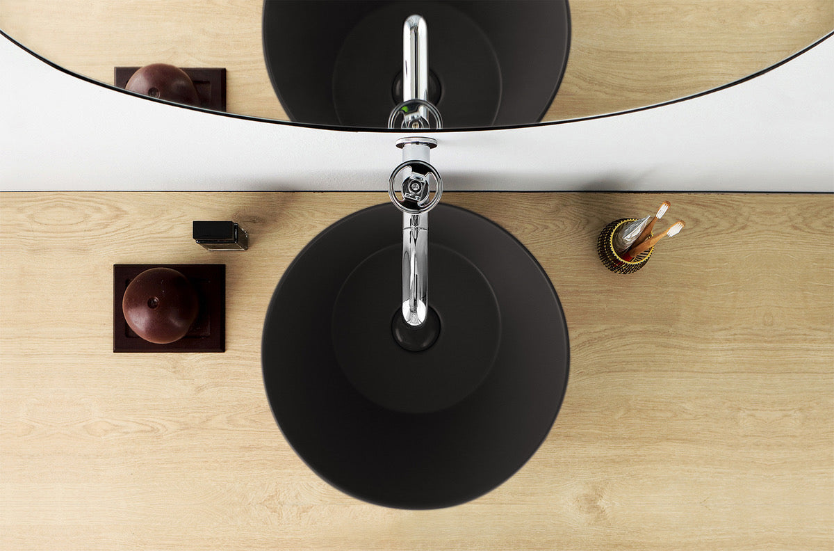 Mees Design Opbouw Waskom Rond Mat Zwart