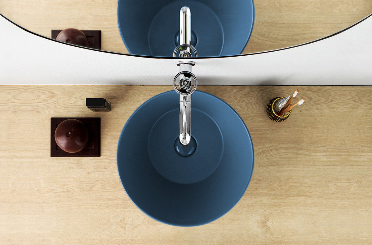 Mees Design Opbouw Waskom Rond Mat Blauw