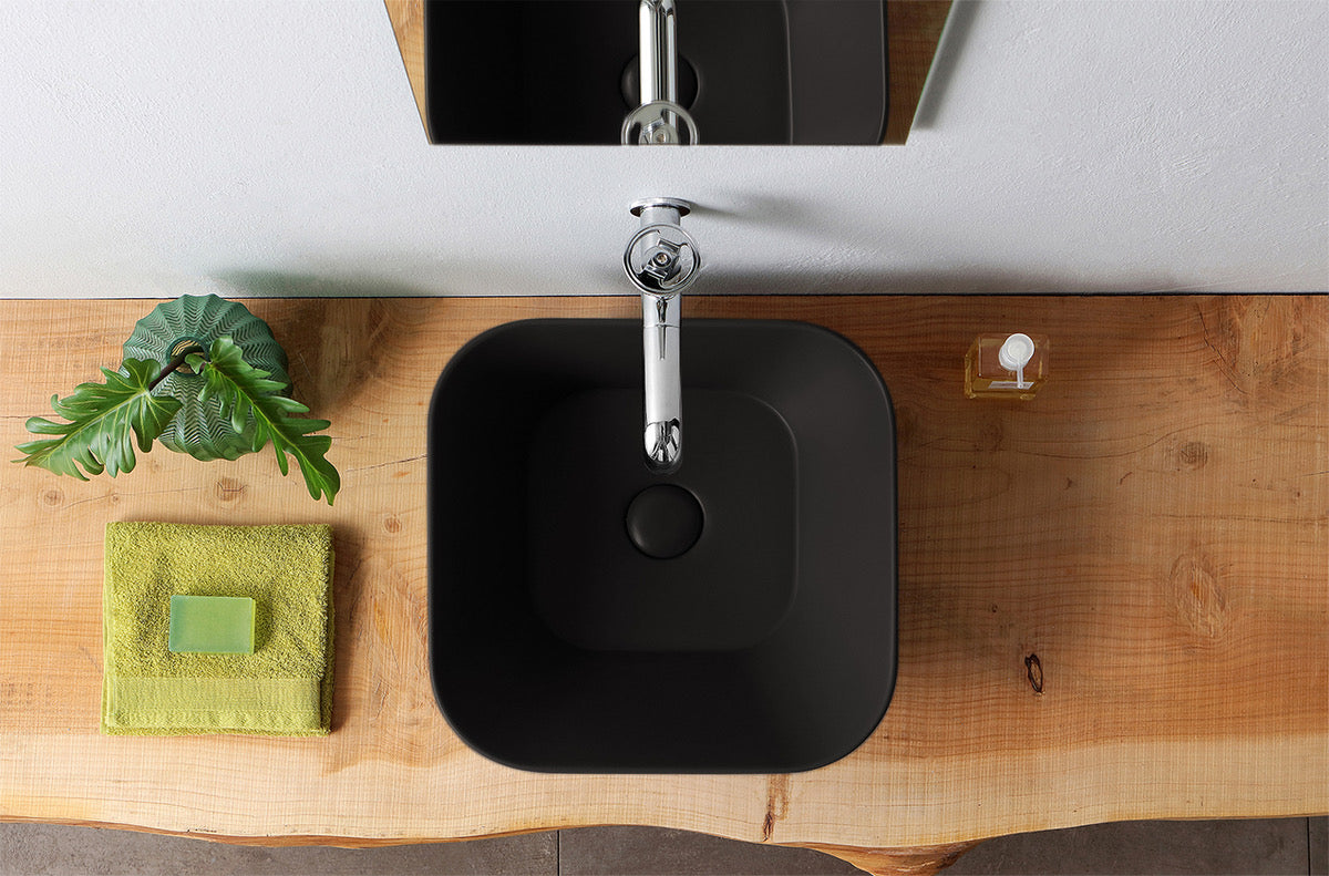 Mees Design Opbouw Waskom Vierkant Mat Zwart