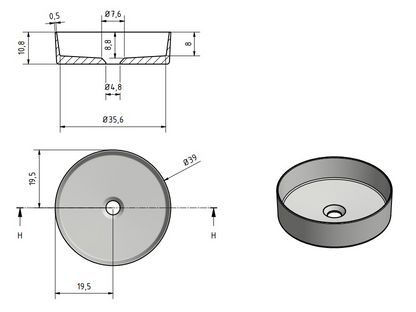 Waskom Tess 39x39x10,8 cm - antraciet