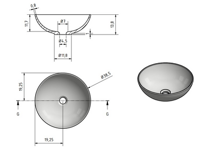 Waskom Sanne 38,5x38,5x13,8 cm - beige EXT