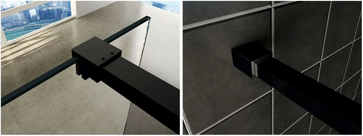 Less inloopdouche 100 x 200 cm nano helder glas/mat zwart Wiesbaden