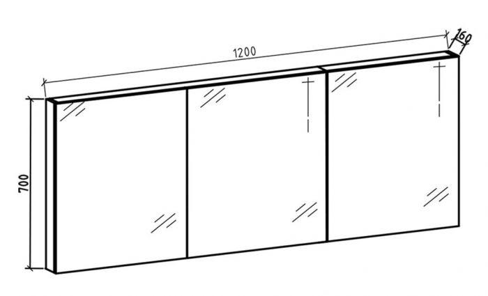 Spiegelkast Tieme in mat eiken 120x70x16cm