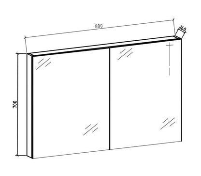 Spiegelkast Tieme in mat zwart 80x70x16cm