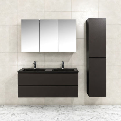 Badkamermeubel Tieme in mat grijs 120x50x48cm met zwarte wastafel