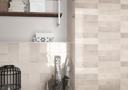 Wandtegel Moos White handvorm 6,5x26 glans