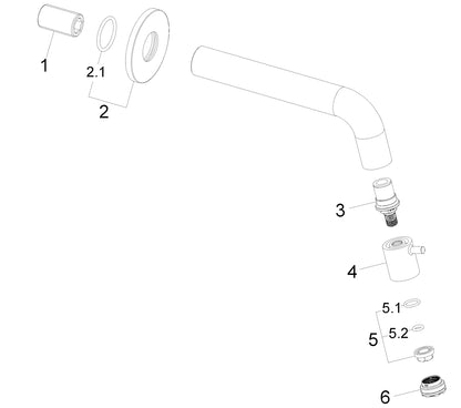 Sophia fonteinkraan inkortbaar met muurbevestiging 1/2" geborsteld staal