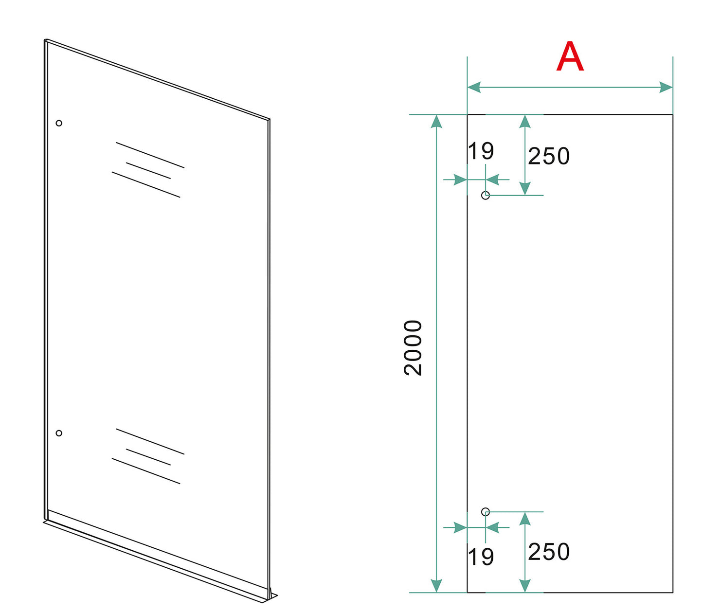 Less inloopdouche 60 x 200 cm Nano helder glas/gunmetal Wiesbaden