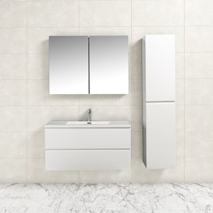 Badkamermeubel Tieme in hoogglans wit 100x50x48cm met witte wastafel