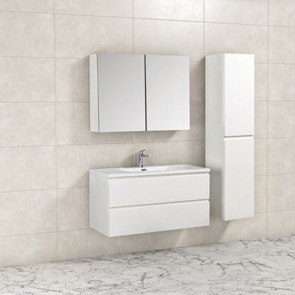 Badkamermeubel Tieme in hoogglans wit 100x50x48cm met witte wastafel