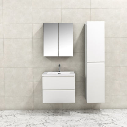 Badkamermeubel Tieme in hoogglans wit 60x50x48cm met witte wastafel