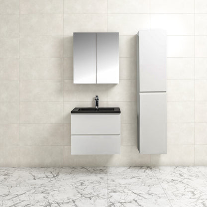 Badkamermeubel Tieme in hoogglans wit 60x50x48cm met zwarte wastafel